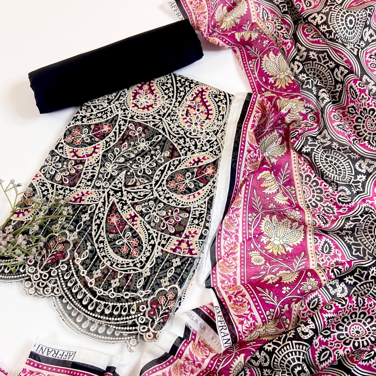 Jaffrani Premium Printed & Emb Laserkari Lawn 3PC