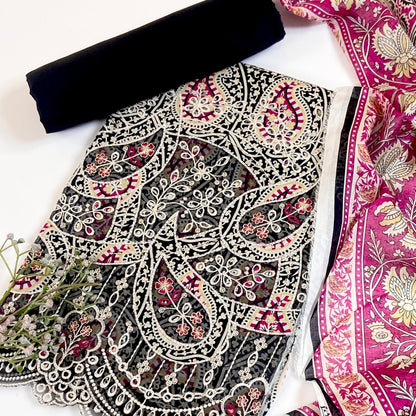 Jaffrani Premium Printed & Emb Laserkari Lawn 3PC