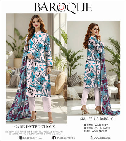 Baroque Digital Printed Lawn 3PC