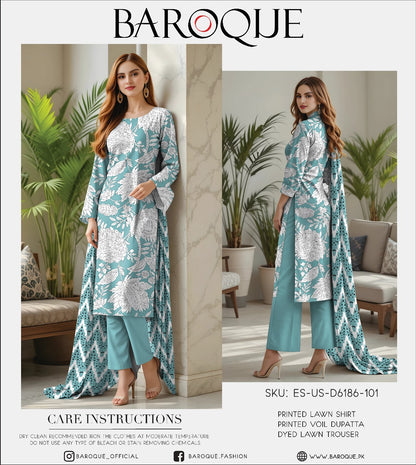 Baroque Digital Printed Lawn 3PC