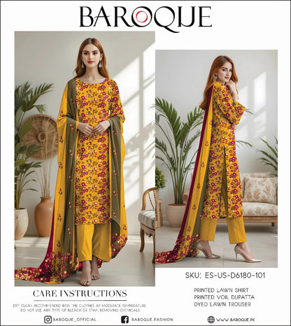 Baroque Digital Printed Lawn 3PC