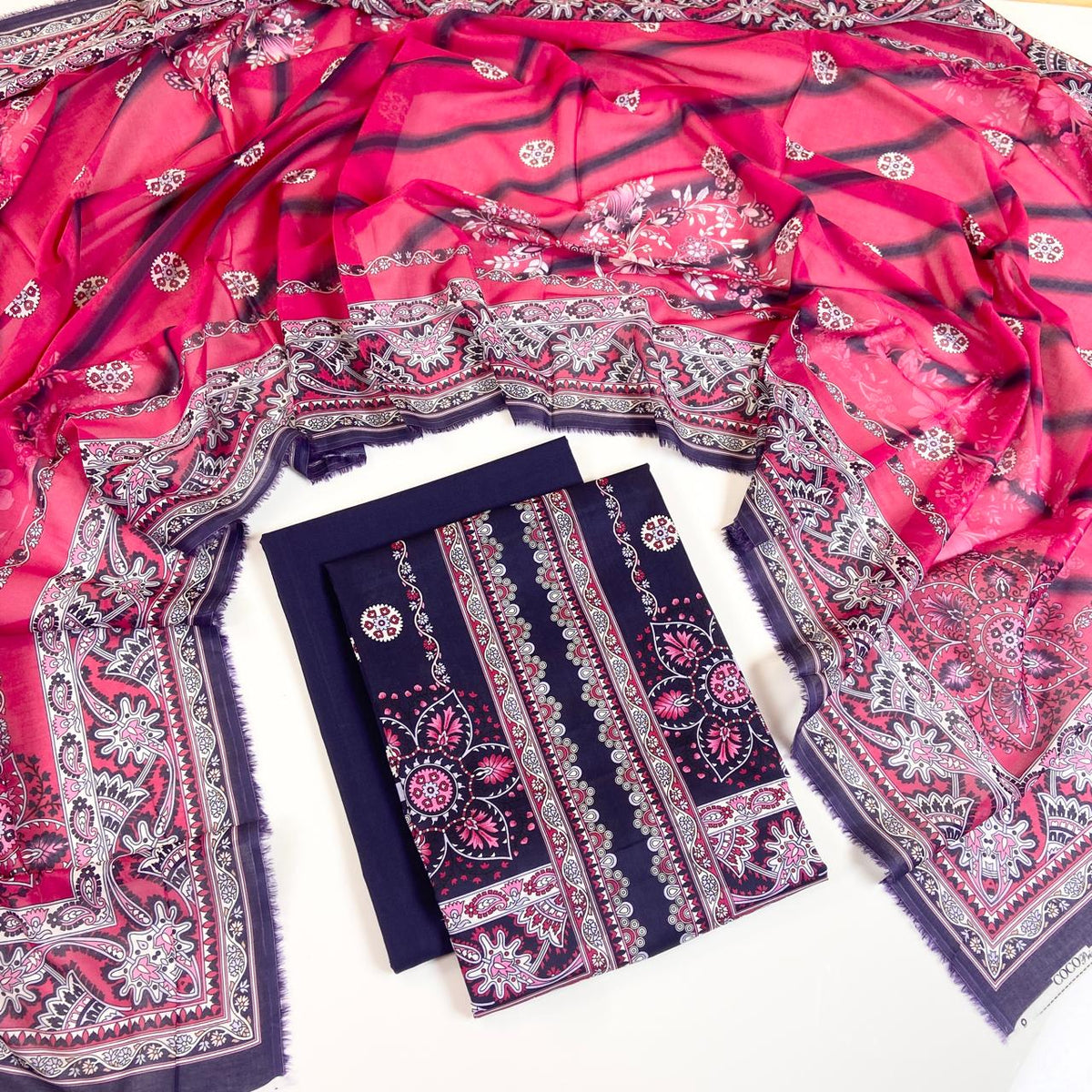 Coco Prints Summer Digital Fancy Printed Lawn 3PC