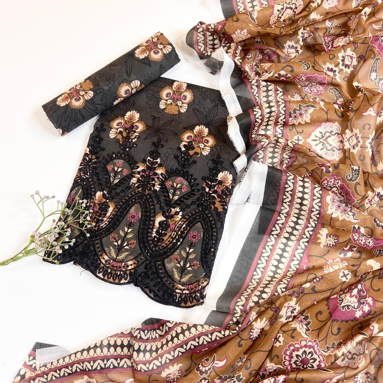 Mahira Essential Printed & Emb Laserkari Lawn 3PC