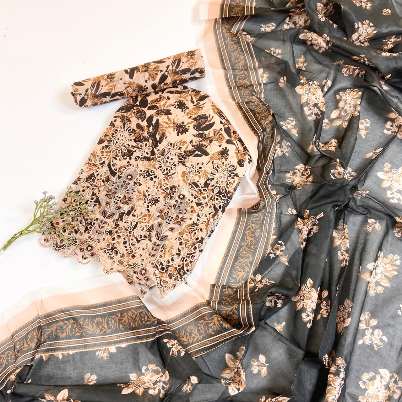 Mahira Essential Printed & Emb Laserkari Lawn 3PC