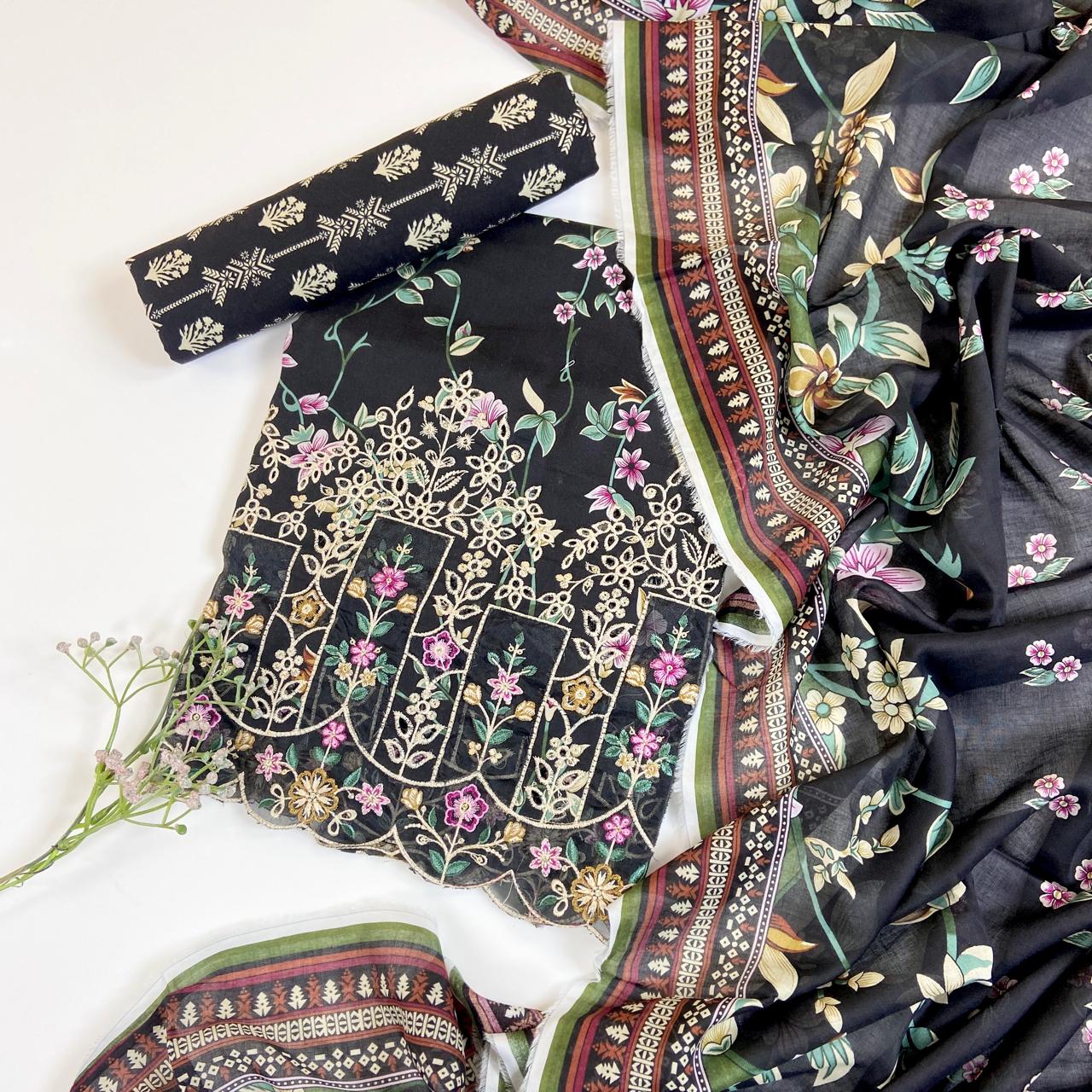 Mahira Essential Printed & Emb Laserkari Lawn 3PC