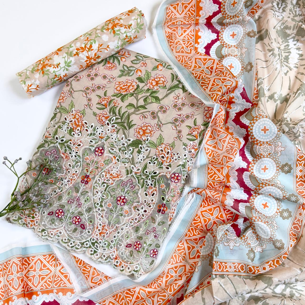 Mahira Essential Printed & Emb Laserkari Lawn 3PC