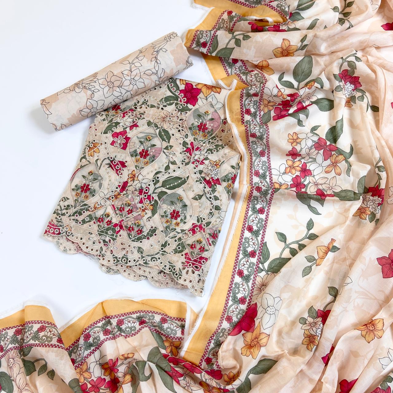 Mahira Essential Printed & Emb Laserkari Lawn 3PC