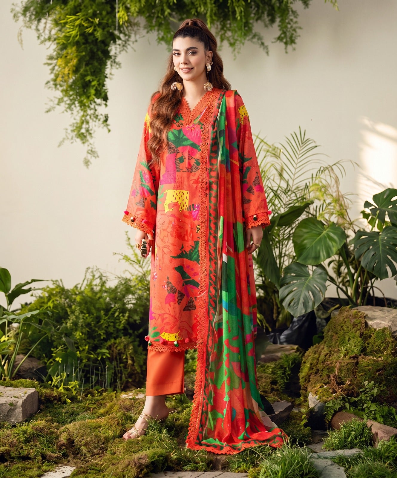 Bloom & Vogue By Naqsh Digital Printed Self Jacquard Viscose 3PC