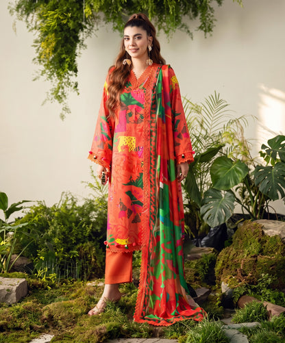 Bloom & Vogue By Naqsh Digital Printed Self Jacquard Viscose 3PC