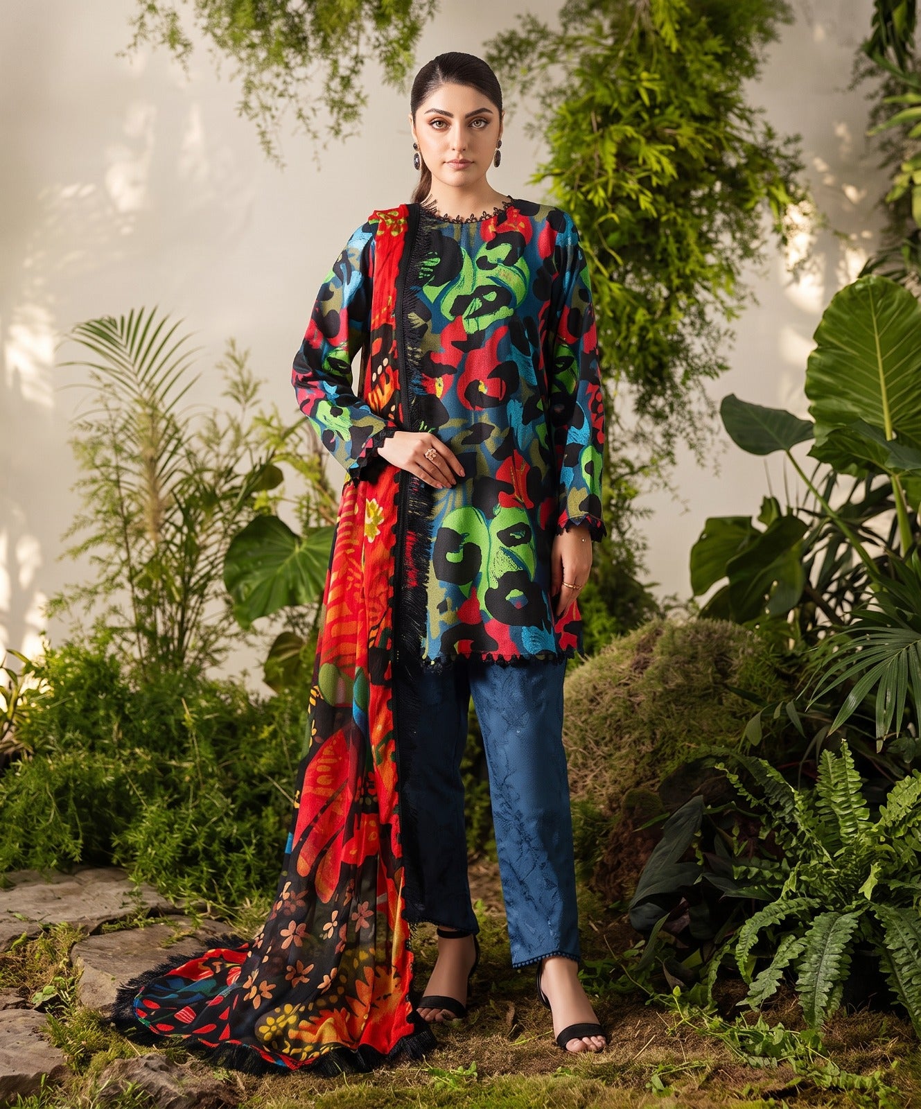 Bloom & Vogue By Naqsh Digital Printed Self Jacquard Viscose 3PC