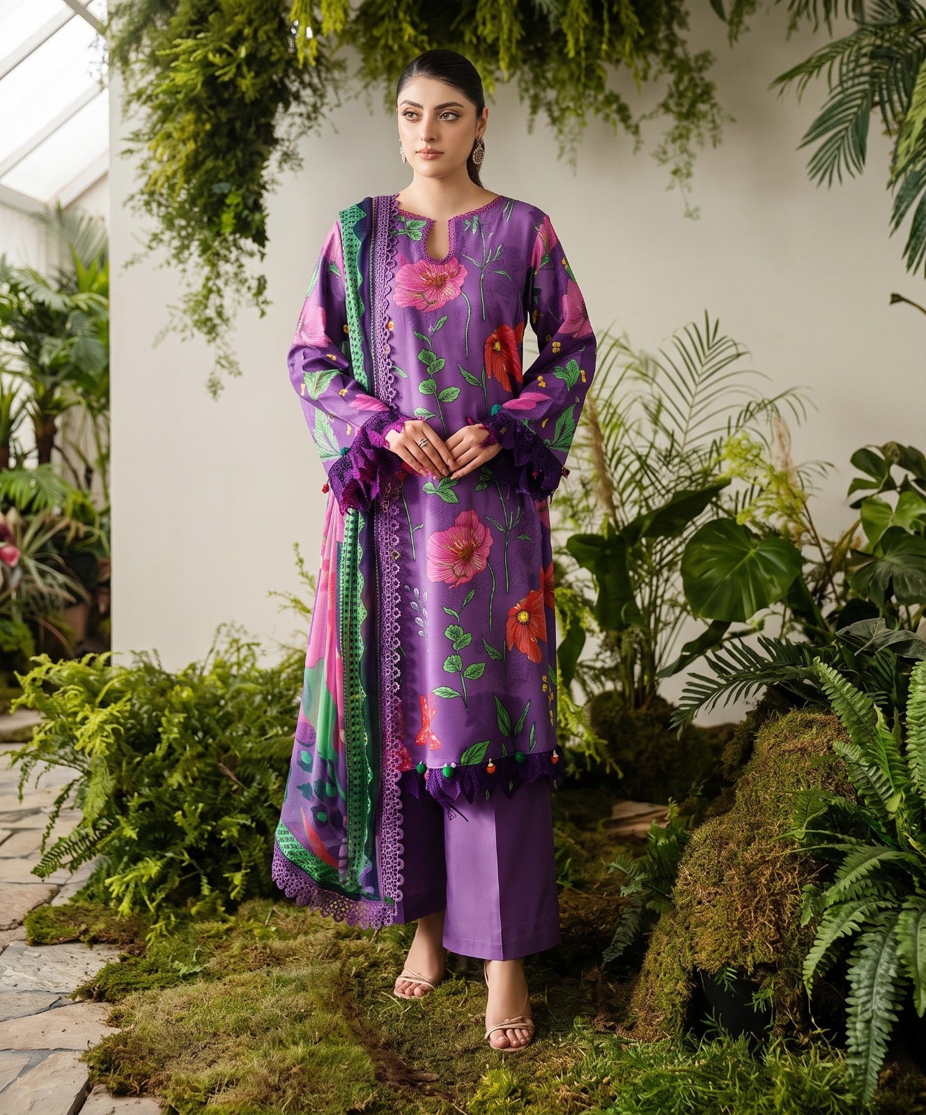 Bloom & Vogue By Naqsh Digital Printed Self Jacquard Viscose 3PC