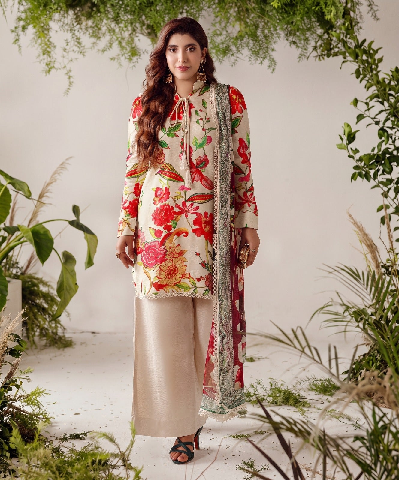 Bloom & Vogue By Naqsh Digital Printed Self Jacquard Viscose 3PC