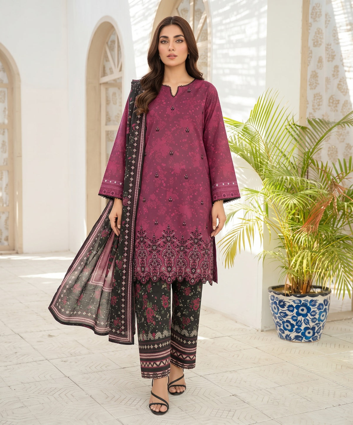Sahiba By Pak Fabrics Printed & Emb Chickenkari Lawn 3PC