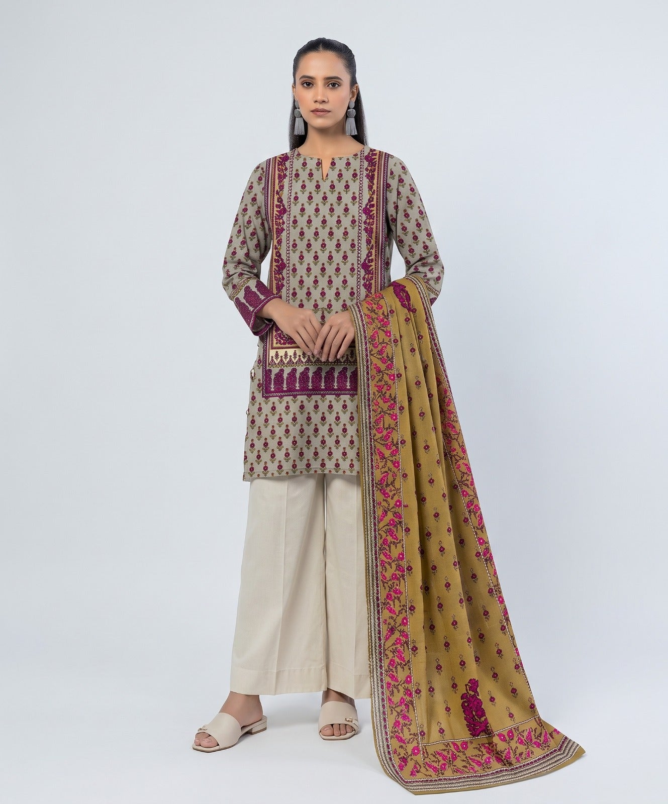 Coral By Cross Stitch Digital Printed Lawn 3PC