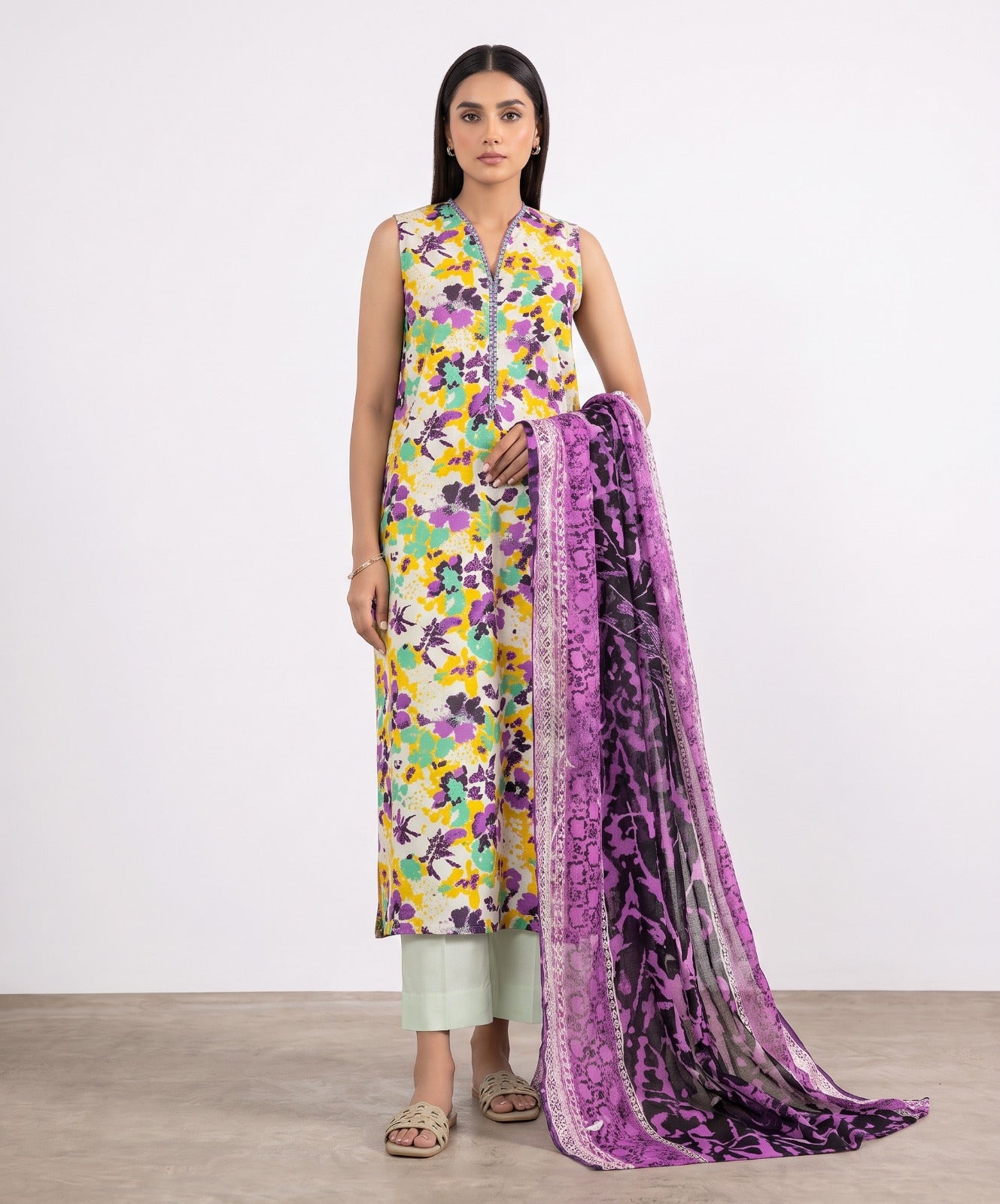 Sapphire Digital Printed Fancy Lawn 3PC