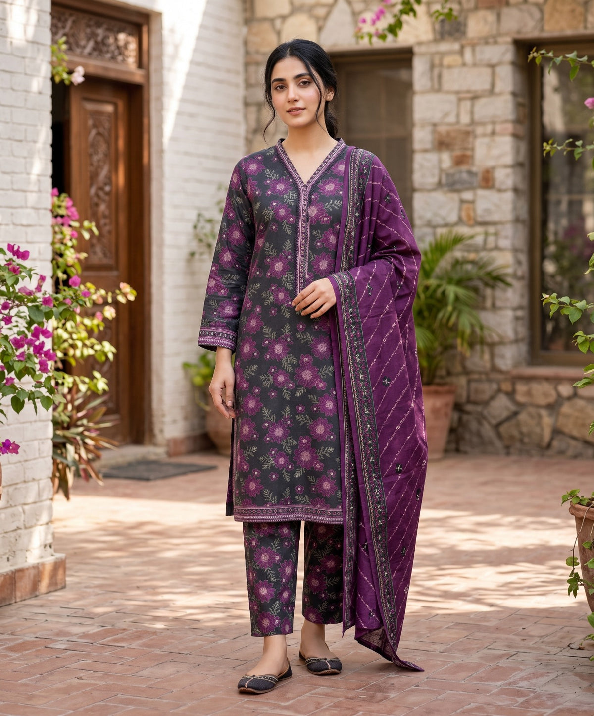 Bin Saeed Digital Printed Khaddar Stitched 3PC