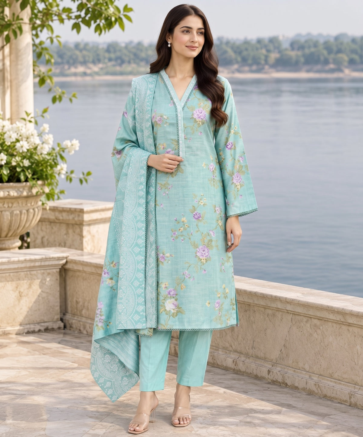 Bin Saeed Digital Printed Khaddar Stitched 3PC