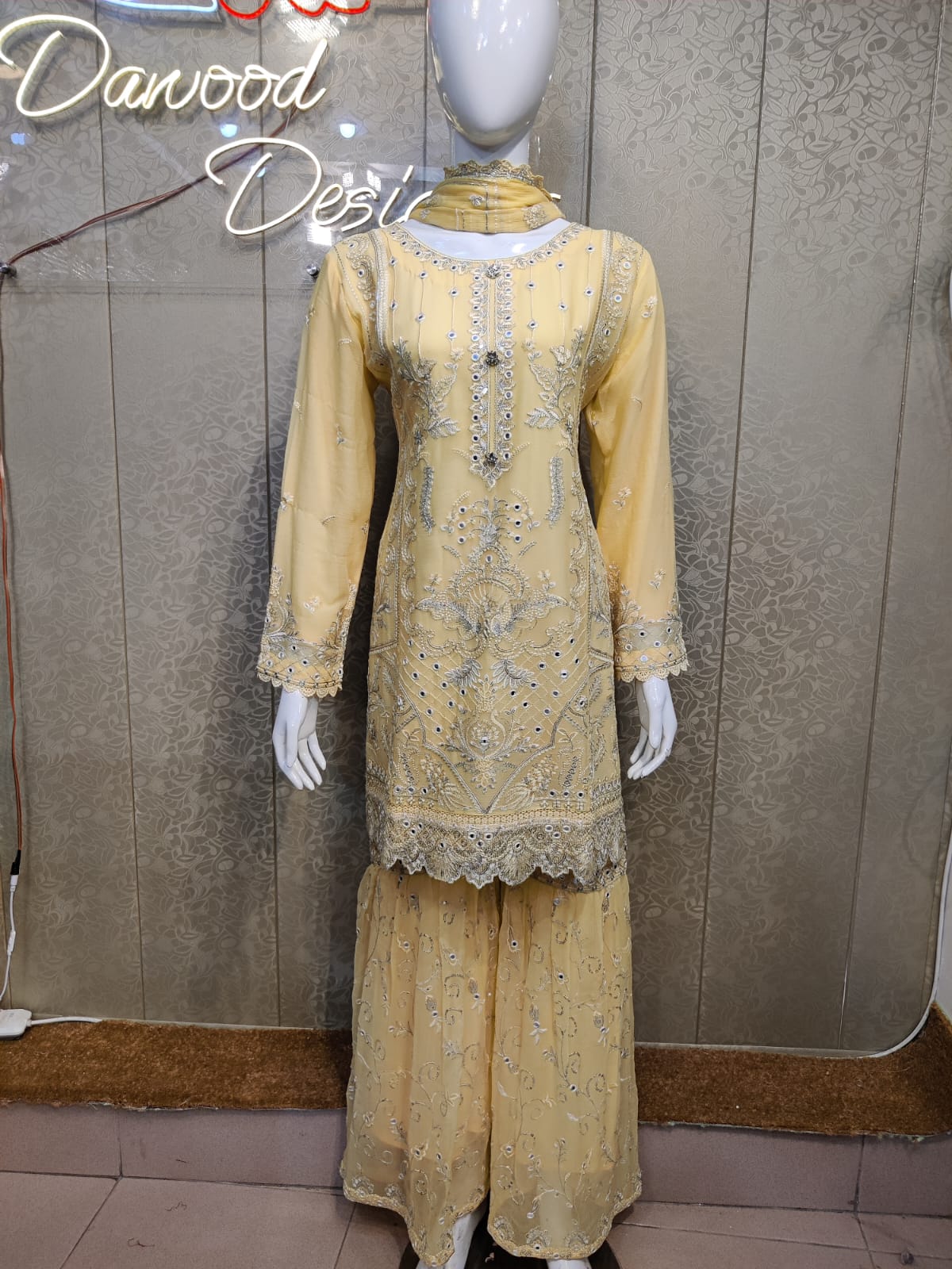 AU Emb Chiffon Garara-3PC