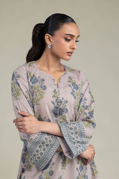 Khaadi Plain Embroidered Stitched Lawn 2PC