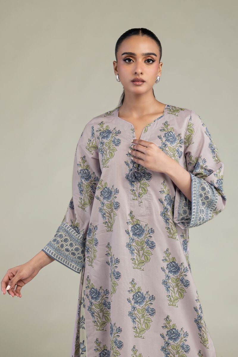 Khaadi Plain Embroidered Stitched Lawn 2PC