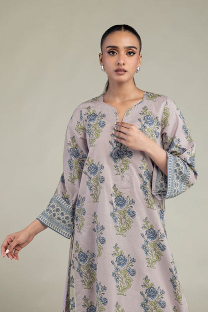 Khaadi Plain Embroidered Stitched Lawn 2PC
