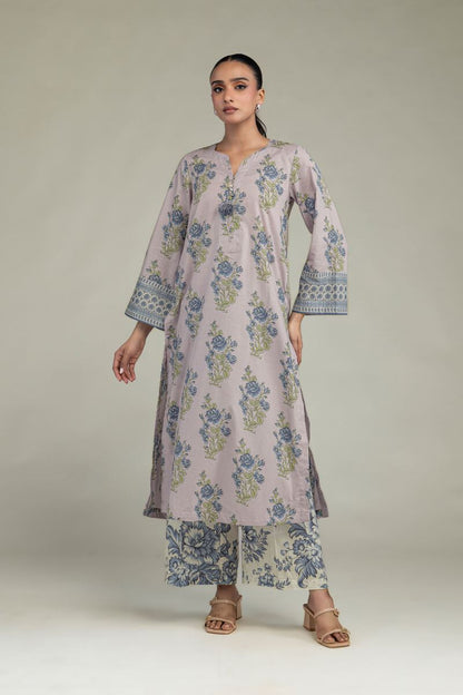 Khaadi Plain Embroidered Stitched Lawn 2PC