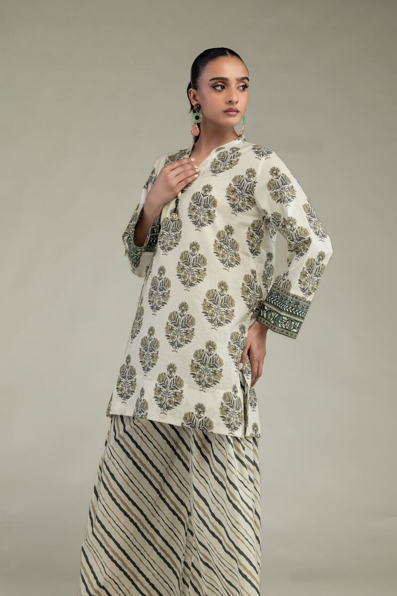 Khaadi Plain Embroidered Stitched Lawn 2PC