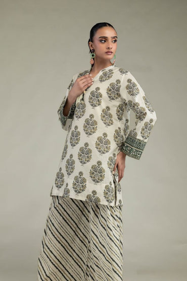 Khaadi Plain Embroidered Stitched Lawn 2PC
