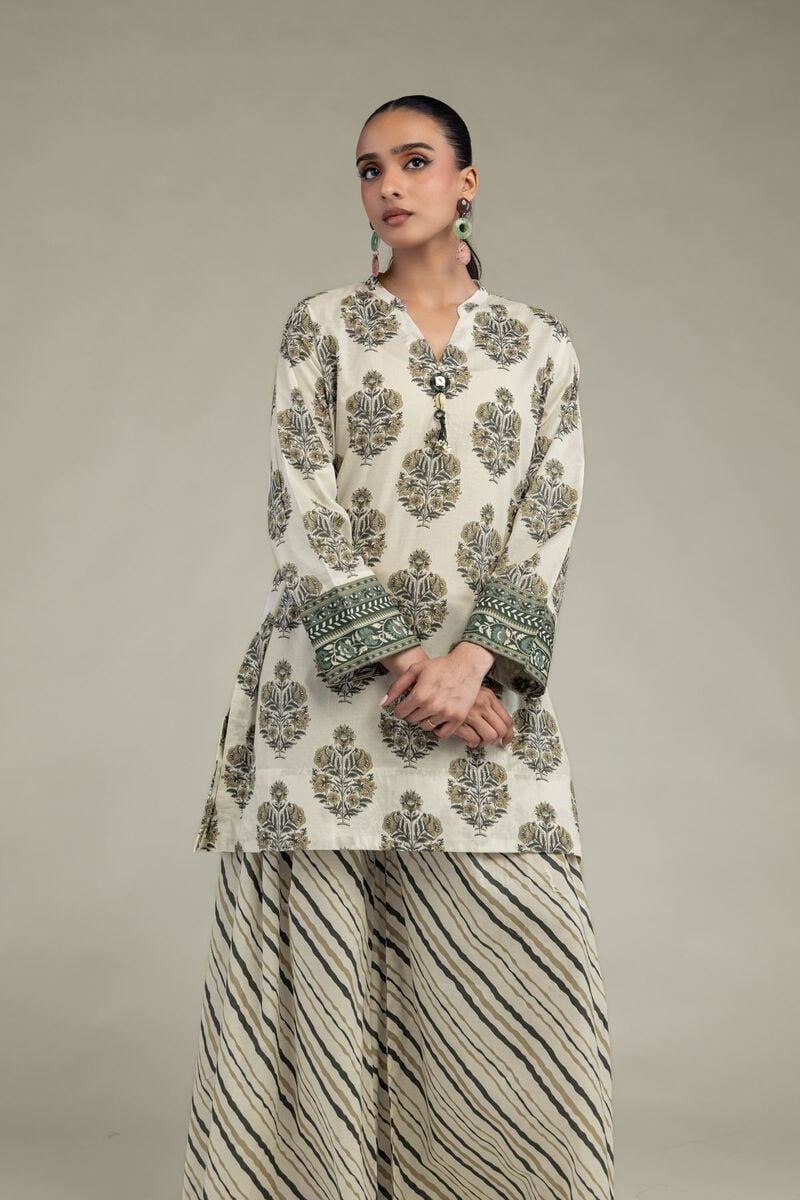 Khaadi Plain Embroidered Stitched Lawn 2PC