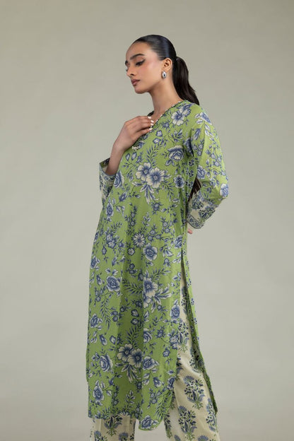 Khaadi Plain Embroidered Stitched Lawn 2PC