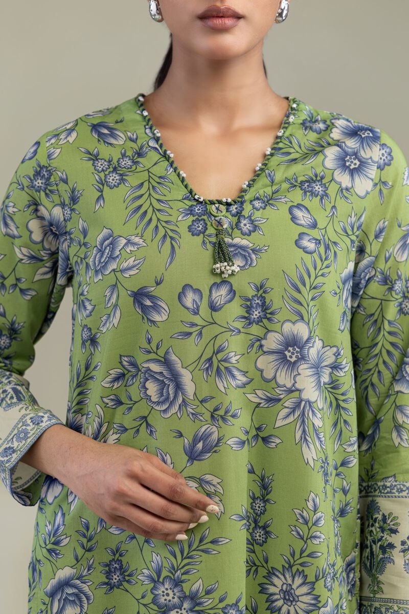 Khaadi Plain Embroidered Stitched Lawn 2PC