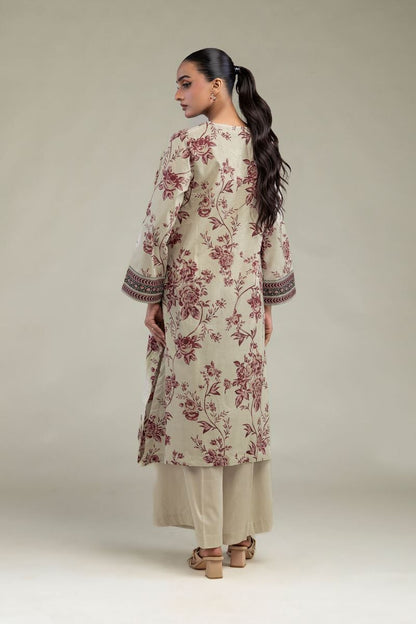 Khaadi Plain Embroidered Stitched Lawn 2PC