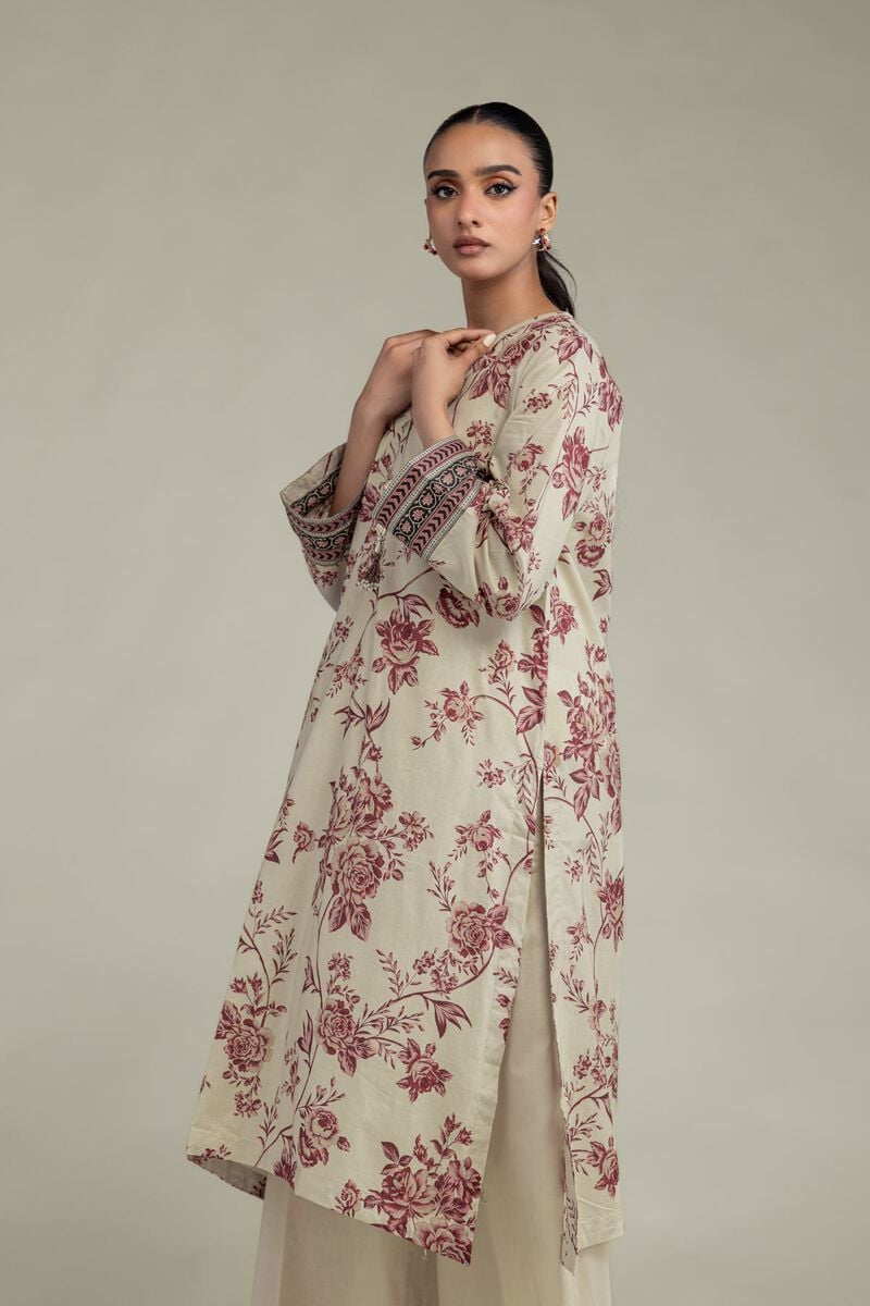 Khaadi Plain Embroidered Stitched Lawn 2PC