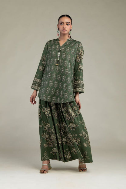 Khaadi Plain Embroidered Stitched Lawn 2PC