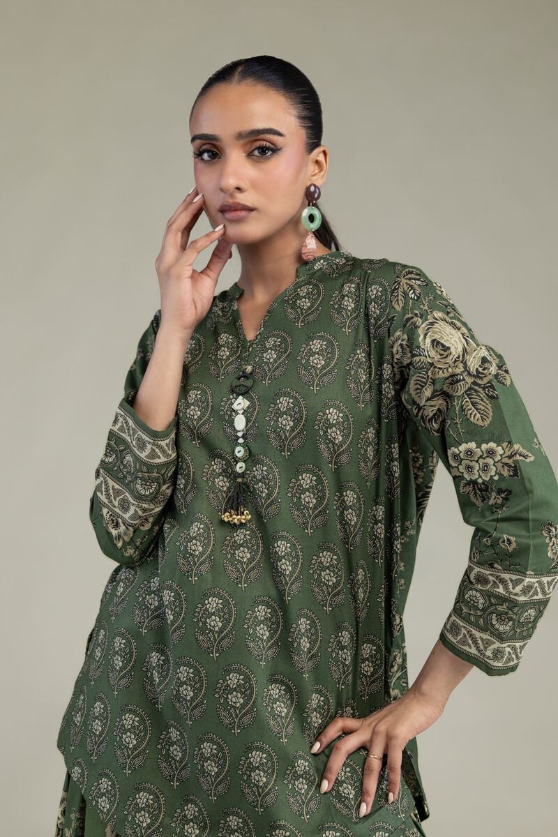 Khaadi Plain Embroidered Stitched Lawn 2PC