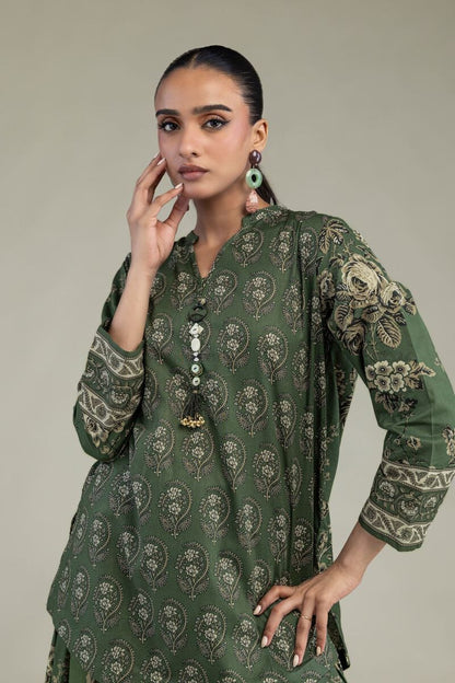 Khaadi Plain Embroidered Stitched Lawn 2PC
