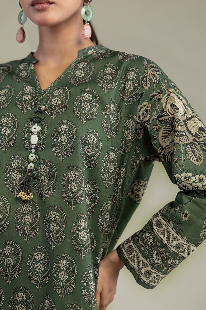 Khaadi Plain Embroidered Stitched Lawn 2PC