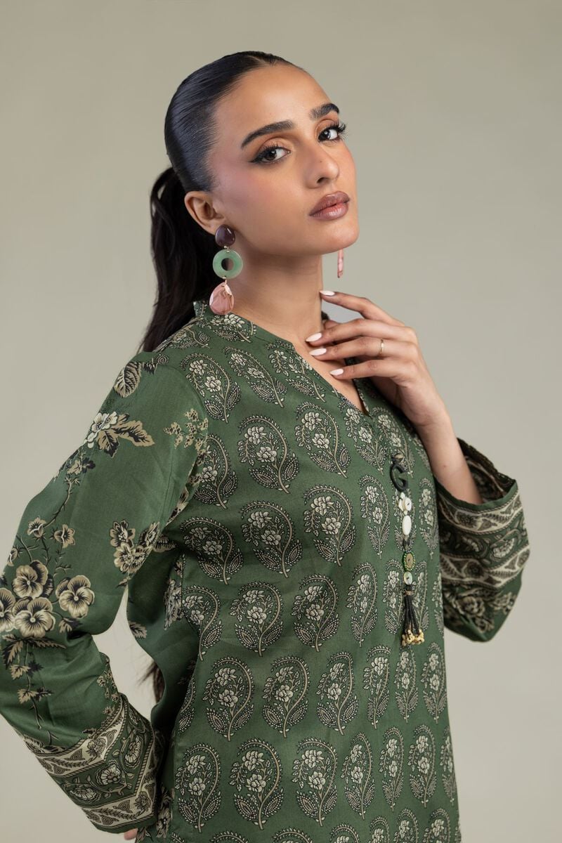 Khaadi Plain Embroidered Stitched Lawn 2PC