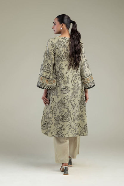 Khaadi Plain Embroidered Stitched Lawn 2PC