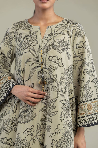 Khaadi Plain Embroidered Stitched Lawn 2PC