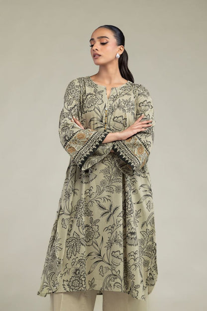 Khaadi Plain Embroidered Stitched Lawn 2PC