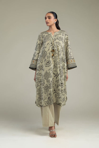 Khaadi Plain Embroidered Stitched Lawn 2PC