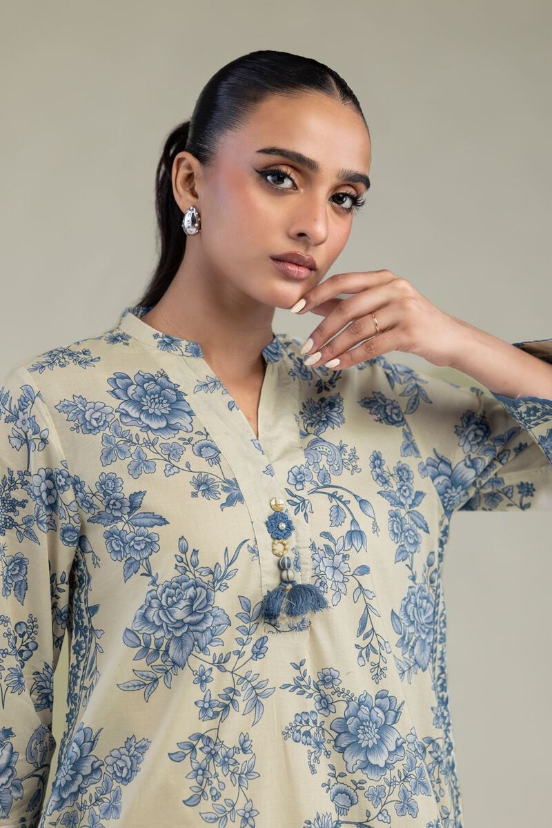 Khaadi Plain Embroidered Stitched Lawn 2PC