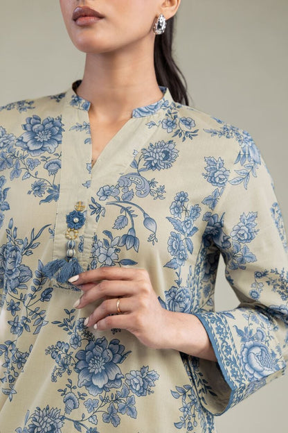 Khaadi Plain Embroidered Stitched Lawn 2PC
