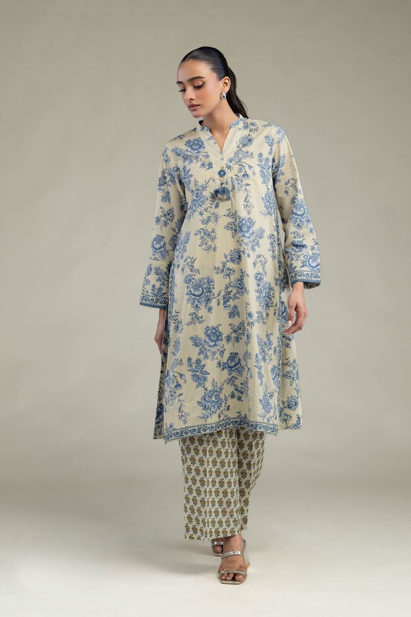 Khaadi Plain Embroidered Stitched Lawn 2PC