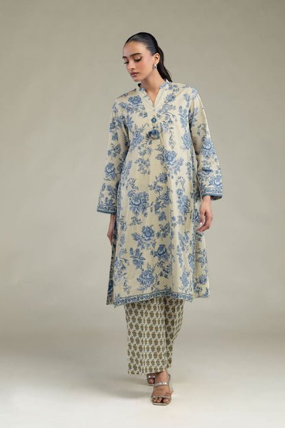 Khaadi Plain Embroidered Stitched Lawn 2PC