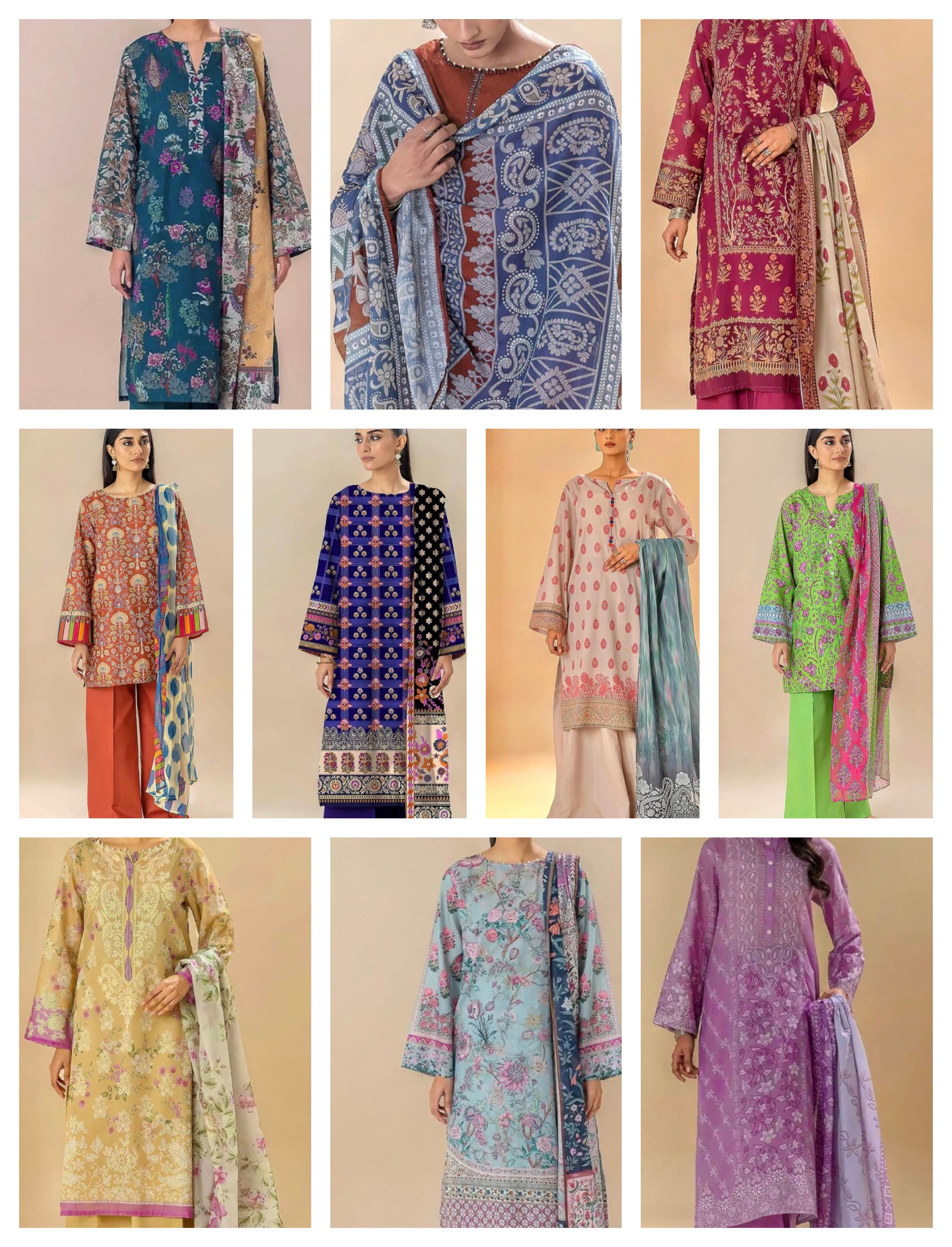 Pack of 10 MORBAGH BY BEECHTREE 3-Piece Digital Printed Summer Collection 2024