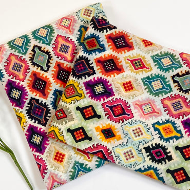 Cross Stitch Digital Printed All Over Two Piece Lawn 2PC