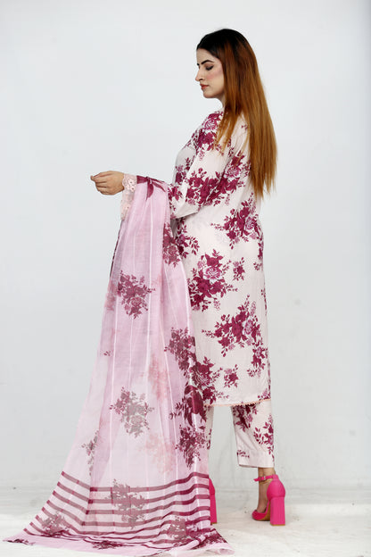 Baroque Embroidered With Patches Lawn 3PC