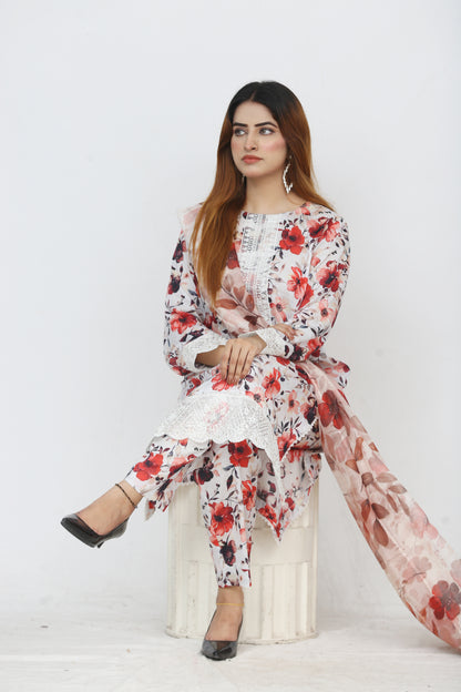 Baroque Embroidered With Patches Lawn 3PC